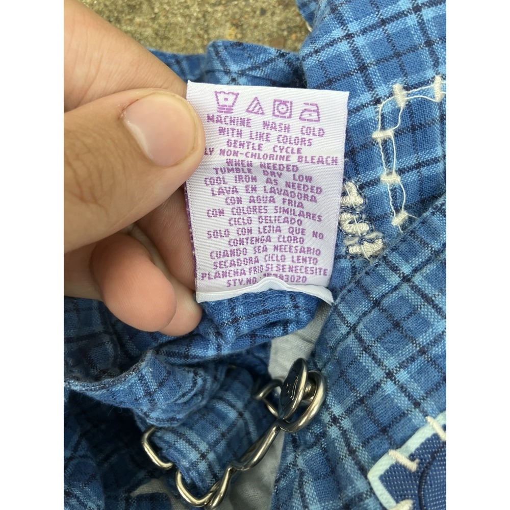 VTG Disney Winnie The Pooh Plaid Camping Hiking Overalls Y2K 6-9 Months Cotton - Picture 6 of 8